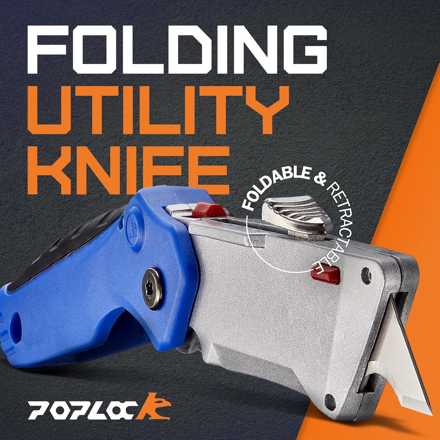POPLOCK Hook Razor Blades for Utility Knife - 20 Pack SK2 Steel Hook Utility Knife Blades, R-Curve K-Hook Replacement Refills for Roofing, Drywall, Carpet, Cardboard Box Cutters - Two-Notch Compatible