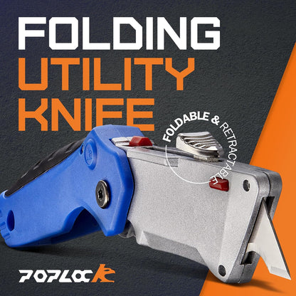 POPLOCK Hook Razor Blades for Utility Knife - 20 Pack SK2 Steel Hook Utility Knife Blades, R-Curve K-Hook Replacement Refills for Roofing, Drywall, Carpet, Cardboard Box Cutters - Two-Notch Compatible