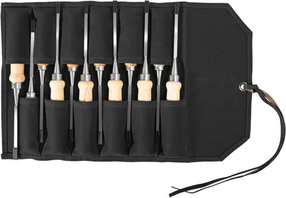 Chisel Roll,6 Pockets Roll Up Tool Pouch,Waxed Canvas Small Tool Roll Organizer and Wrench Roll Up Pouch,Store Chisel,Wrench,Pliers,Carving Knife (Army Green)