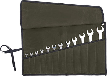 Chisel Roll,6 Pockets Roll Up Tool Pouch,Waxed Canvas Small Tool Roll Organizer and Wrench Roll Up Pouch,Store Chisel,Wrench,Pliers,Carving Knife (Army Green)
