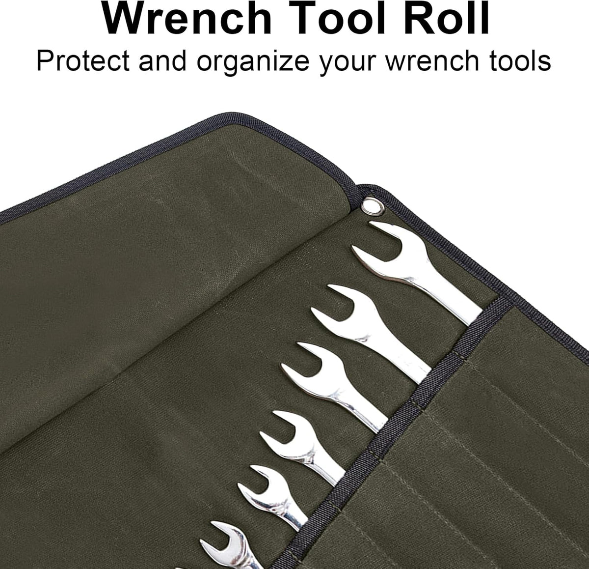 Chisel Roll,6 Pockets Roll Up Tool Pouch,Waxed Canvas Small Tool Roll Organizer and Wrench Roll Up Pouch,Store Chisel,Wrench,Pliers,Carving Knife (Army Green)