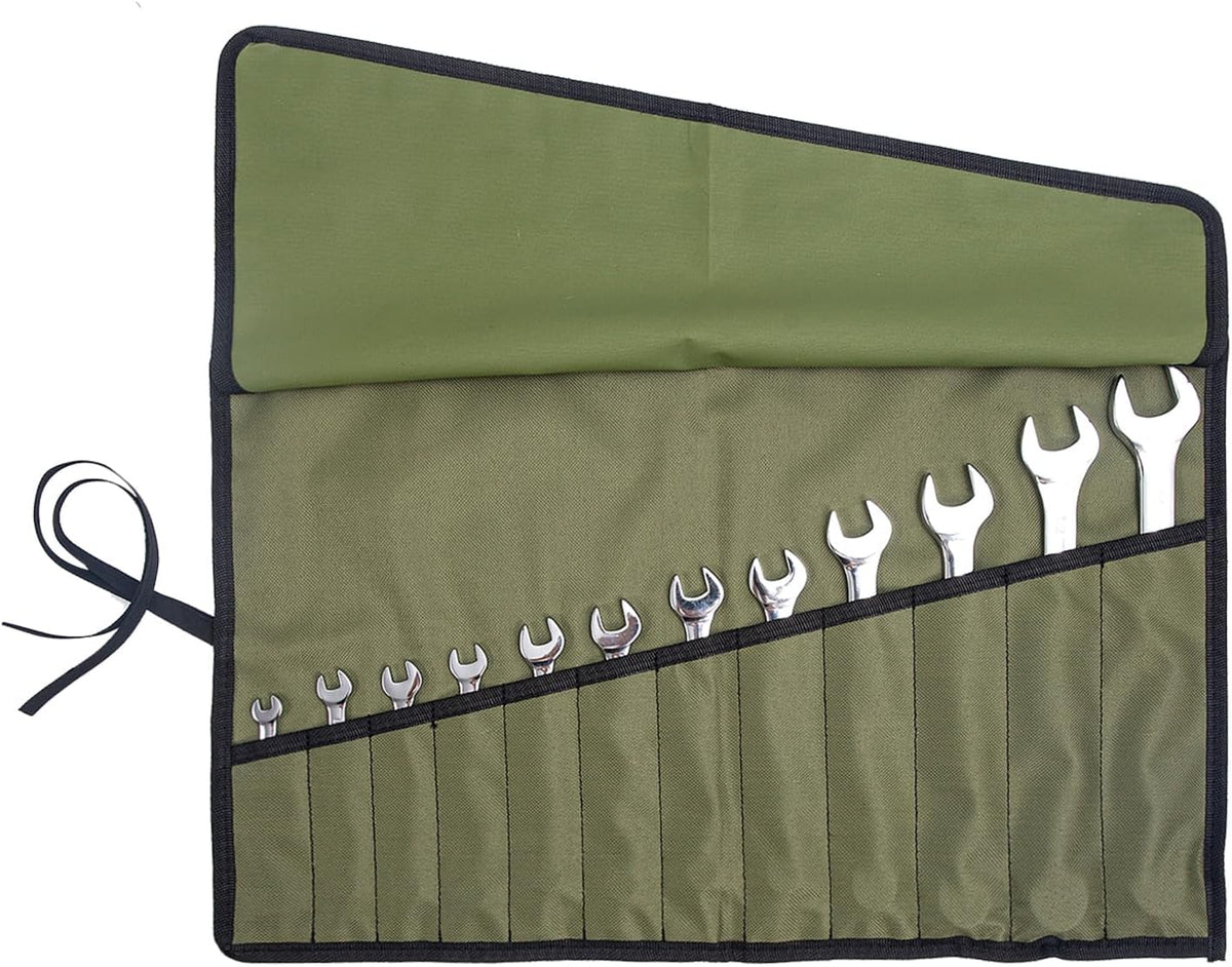 Chisel Roll,6 Pockets Roll Up Tool Pouch,Waxed Canvas Small Tool Roll Organizer and Wrench Roll Up Pouch,Store Chisel,Wrench,Pliers,Carving Knife (Army Green)