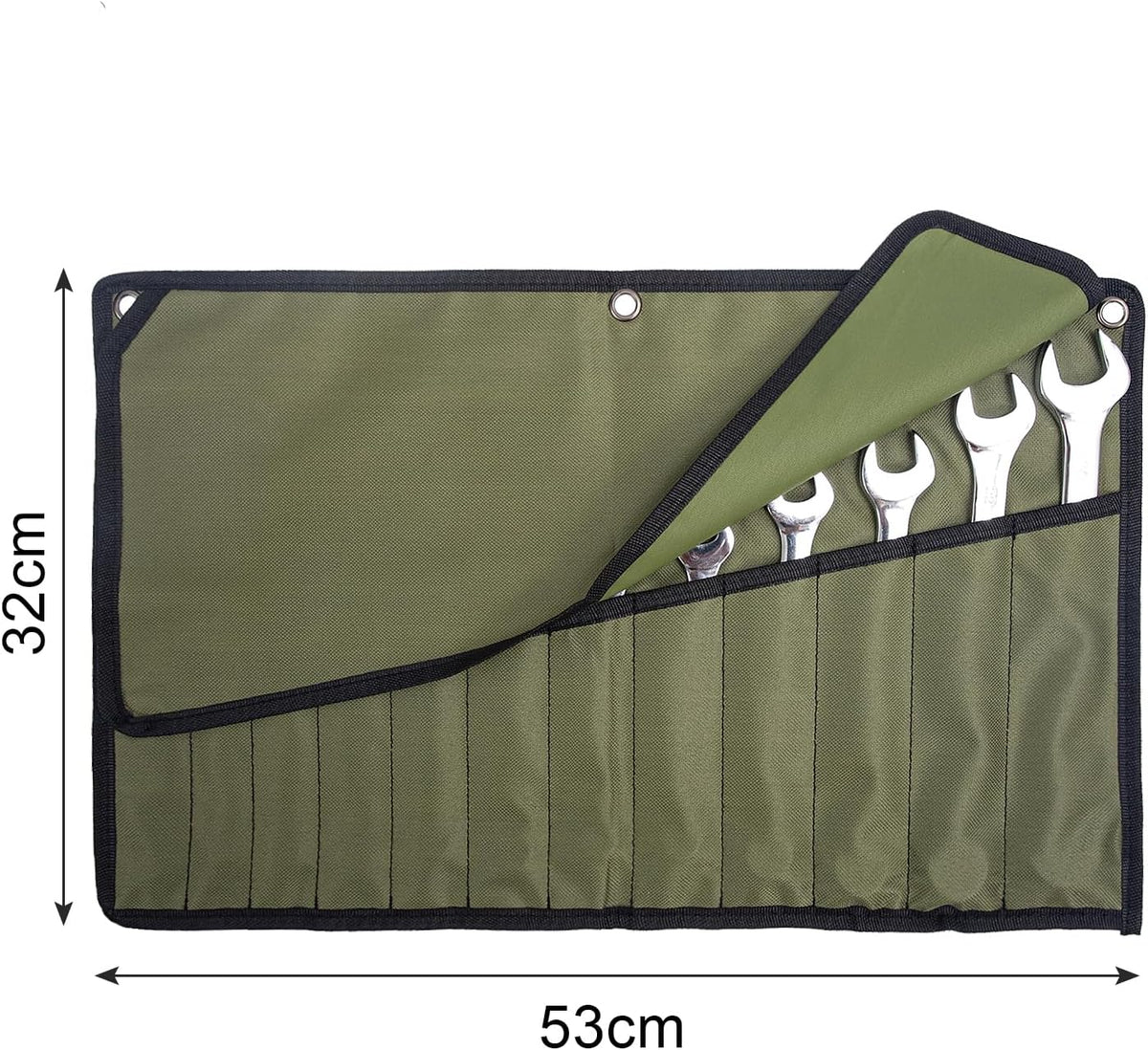Chisel Roll,6 Pockets Roll Up Tool Pouch,Waxed Canvas Small Tool Roll Organizer and Wrench Roll Up Pouch,Store Chisel,Wrench,Pliers,Carving Knife (Army Green)
