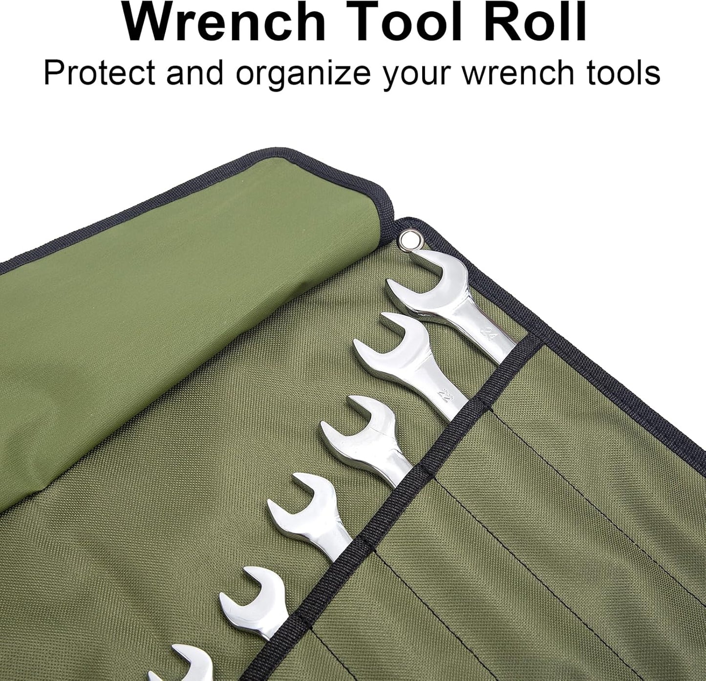 Chisel Roll,6 Pockets Roll Up Tool Pouch,Waxed Canvas Small Tool Roll Organizer and Wrench Roll Up Pouch,Store Chisel,Wrench,Pliers,Carving Knife (Army Green)
