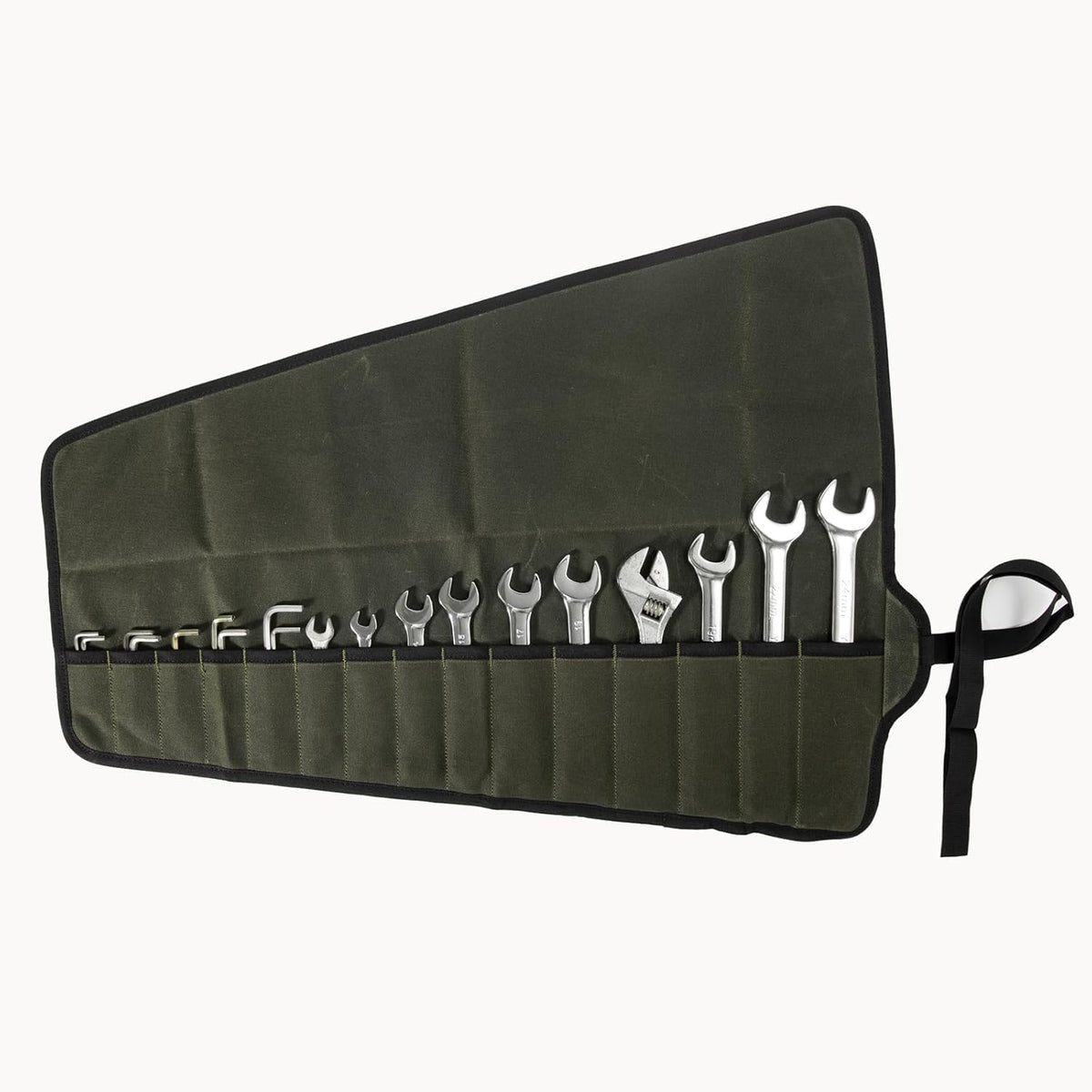 Chisel Roll,6 Pockets Roll Up Tool Pouch,Waxed Canvas Small Tool Roll Organizer and Wrench Roll Up Pouch,Store Chisel,Wrench,Pliers,Carving Knife (Army Green)