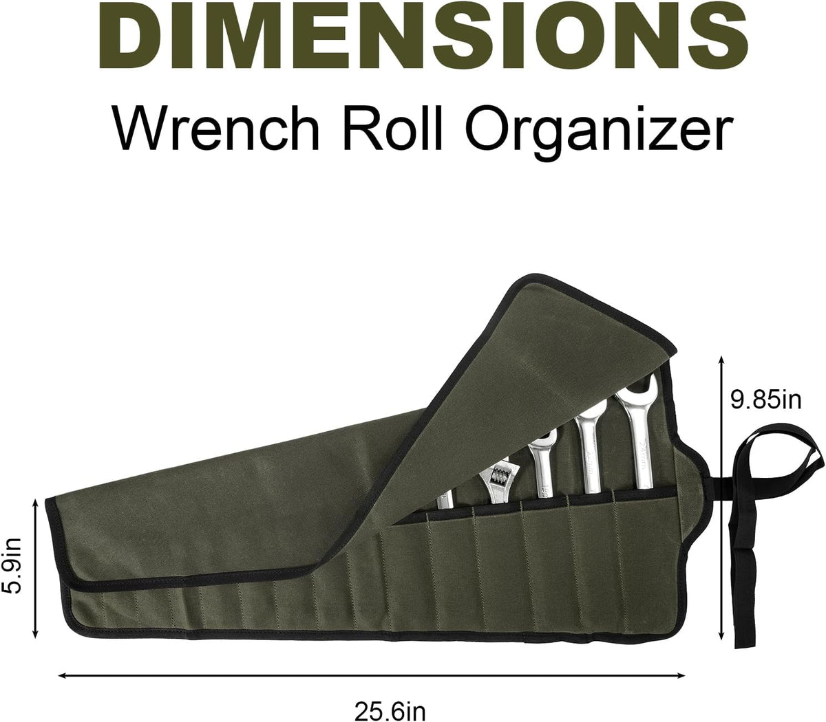 Chisel Roll,6 Pockets Roll Up Tool Pouch,Waxed Canvas Small Tool Roll Organizer and Wrench Roll Up Pouch,Store Chisel,Wrench,Pliers,Carving Knife (Army Green)