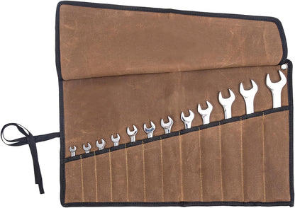Chisel Roll,6 Pockets Roll Up Tool Pouch,Waxed Canvas Small Tool Roll Organizer and Wrench Roll Up Pouch,Store Chisel,Wrench,Pliers,Carving Knife (Army Green)
