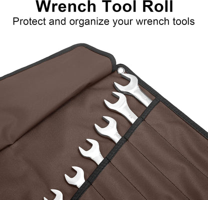 Chisel Roll,6 Pockets Roll Up Tool Pouch,Waxed Canvas Small Tool Roll Organizer and Wrench Roll Up Pouch,Store Chisel,Wrench,Pliers,Carving Knife (Army Green)
