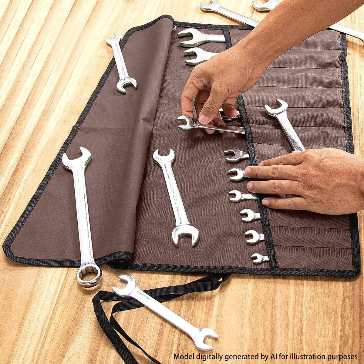 Chisel Roll,6 Pockets Roll Up Tool Pouch,Waxed Canvas Small Tool Roll Organizer and Wrench Roll Up Pouch,Store Chisel,Wrench,Pliers,Carving Knife (Army Green)