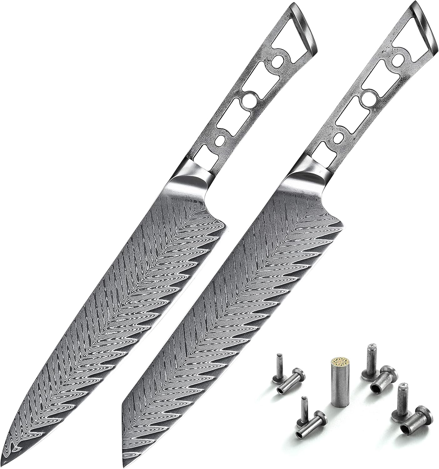 KATSURA Woodworking Project Kit – Kiritsuke Chef Knife Blank – 8 Inch with 50mm wide blade – Thunder-X Series – Japanese Premium 67 Layers Damascus AUS 10 Steel – NO LOGO