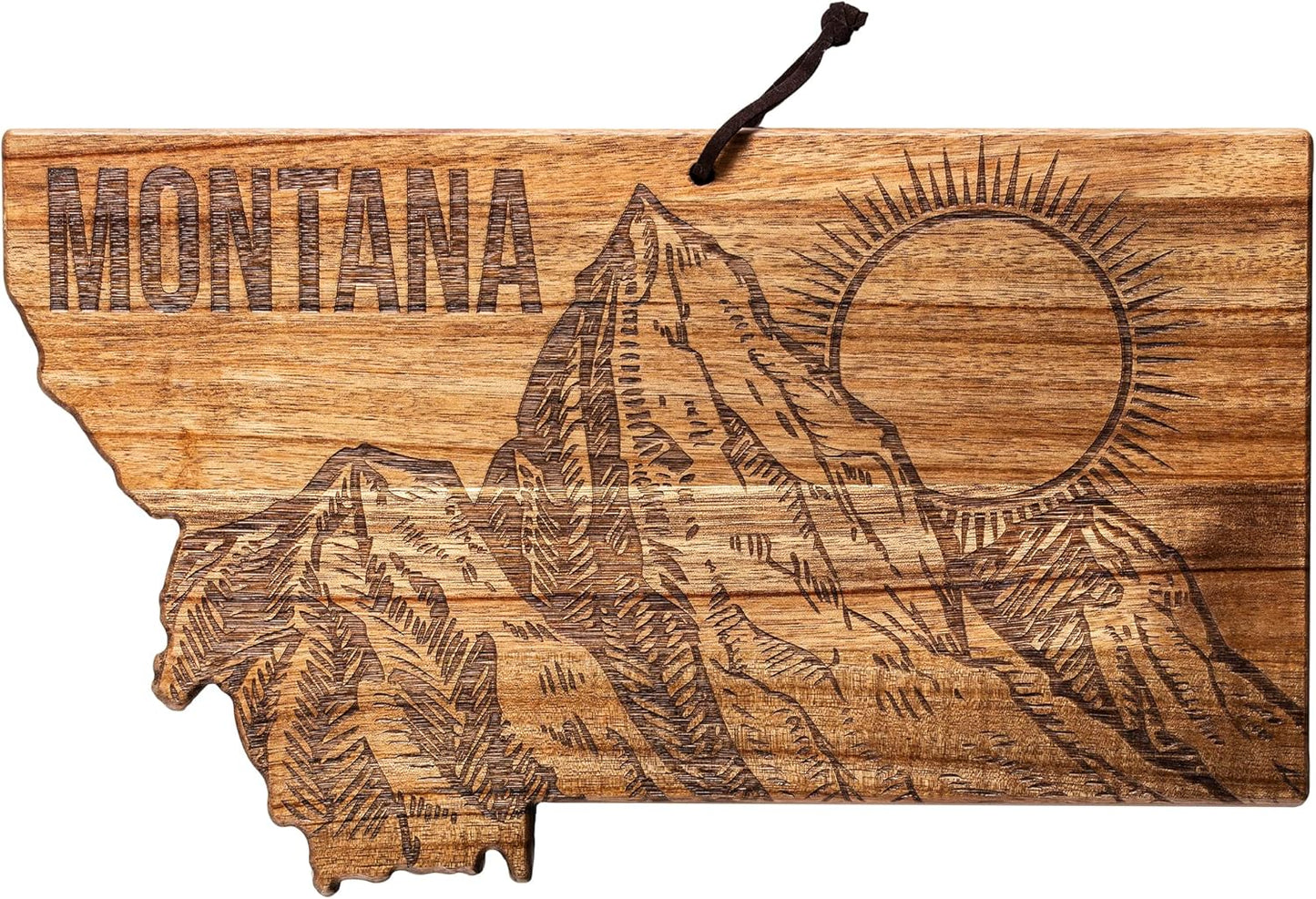 Totally Bamboo Rock & Branch Origins Series New York State Shaped Cutting Board and Charcuterie Serving Tray, Includes Hang Tie for Wall Display