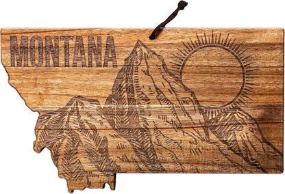 Totally Bamboo Rock & Branch Origins Series New York State Shaped Cutting Board and Charcuterie Serving Tray, Includes Hang Tie for Wall Display