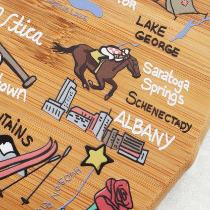 Totally Bamboo Tennessee State Shaped Cutting Board and Charcuterie Serving Platter with Artwork by Fish Kiss, Includes Hang Tie for Wall Display - Colors A