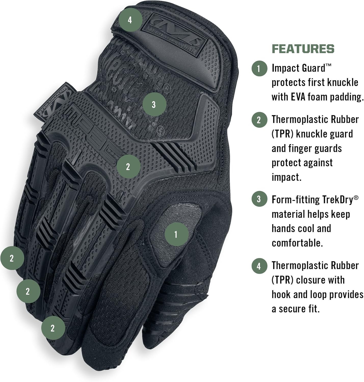 Mechanix Wear: M-Pact Covert Tactical Gloves with Secure Fit, Touchscreen Capable Safety Gloves for Men, Work Gloves with Impact Protection and Vibration Absorption (Black, Large)