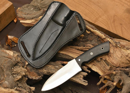 Fixed Blade Hunting Forged Tracker Knife - 8 Inches Carbon Steel Razor Sharp Blade Full Tang Bushcraft Knives with Premium Leather Belt Sheath. Used For Hunting Outdoor Camping, Hiking, Skining Knife.