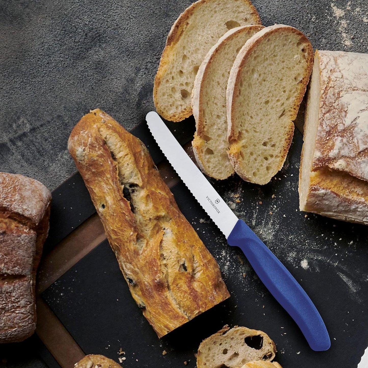 Victorinox 6.7832 Swiss Classic Tomato and Table Knife Ideal for Cutting Fruits and Vegetables with Soft Skin Serrated Blade in Blue, 4.3 inches