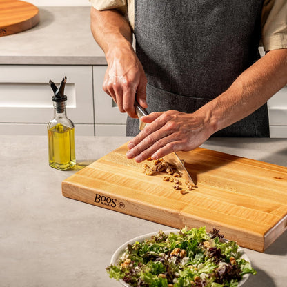 John Boos R-Board Series Rectangular Wooden Maple Cutting Board 20”x15” – 1.5” Thick, 12-lb Reversible Butcher Block with Edge-Grain & Finger Grips – Made in the USA