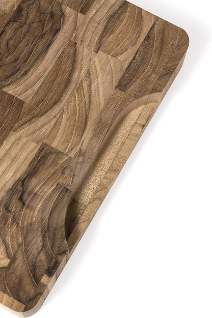 Lipper International Teak Wood End Grain Kitchen Chopping Block and Cutting Board, Small, 12" x 8" x 1-1/4"