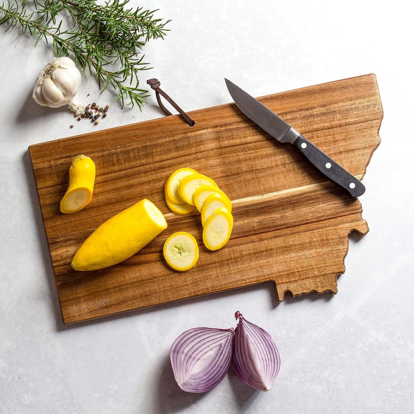 Totally Bamboo Rock & Branch Origins Series New York State Shaped Cutting Board and Charcuterie Serving Tray, Includes Hang Tie for Wall Display
