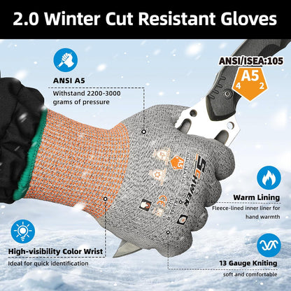 Schwer 12 Pairs ANSI A5 Cut Resistant Work Gloves, Cut Proof Gloves with PU Coating, Used for Metal Fabrication, WoodWorking, Construction, Non Slip, Durable, Non PFAS, L, CR3088