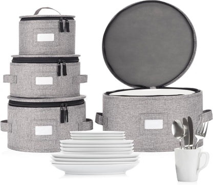 Flatware Storage Case with 5 Adjustable Compartments - Tableware Utensil Chest with Carrying Handles - Protects and Organizes Cutlery and Silverware - Hard Shell and Stackable