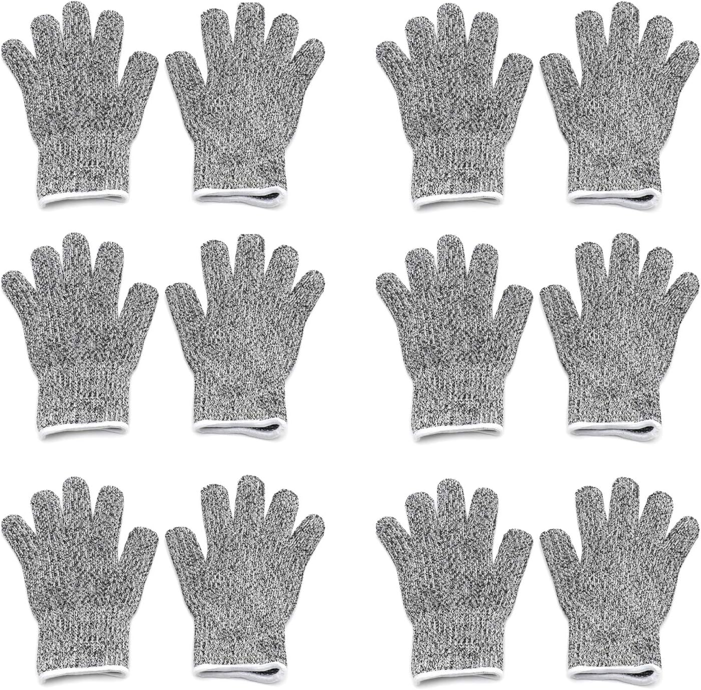 HongK- Level 5 Protection 6Pair Of Size XL Safe Cut Resistant Gloves Food Grade For Kitchen Oyster Shucking Meat Cutting Wood Carving Machine Washable [P/N: ET-TOOL032-XL X6-GRAY ]