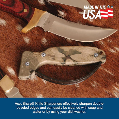 AccuSharp Knife Sharpener, Ergonomic Comfortable Handle, Compact & Easy to Use, Restore and Hone Straight & Serrated Knives, White