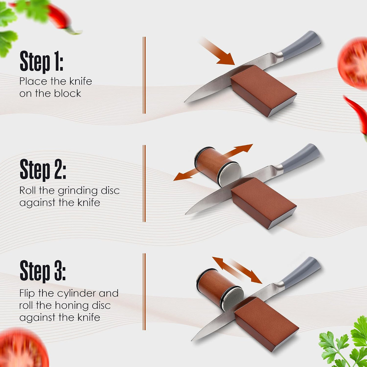 Magnetic Knife Sharpener, Rolling Knife Sharpener Kit, 15 Degree & 20 Degree Angled Roller, Round Wheel System, Diamond & Ceramic, Hone Tool for Professional, Commercial, Kitchen, Chef