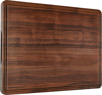 AZRHOM Large End Grain Walnut Wood Cutting Board 17x13x1.5 in Thick Butcher Block for Kitchen with Non-slip Mats Juice Groove & Handles (Gift Box)