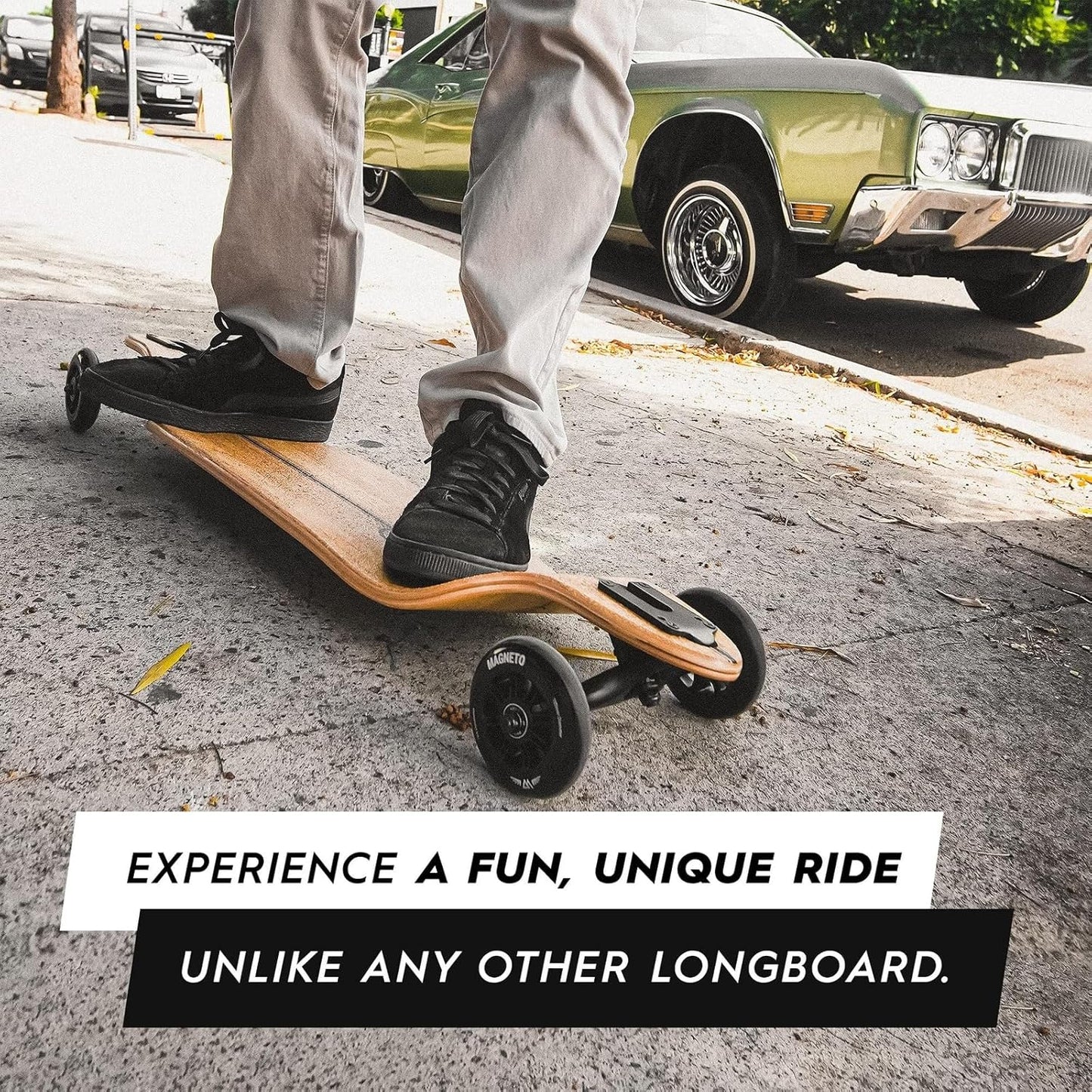 Magneto Longboards Bamboo Longboards for Cruising, Carving, Free-Style, Downhill and Dancing (Bamboo Drop & Fiberglass Through Longboard)