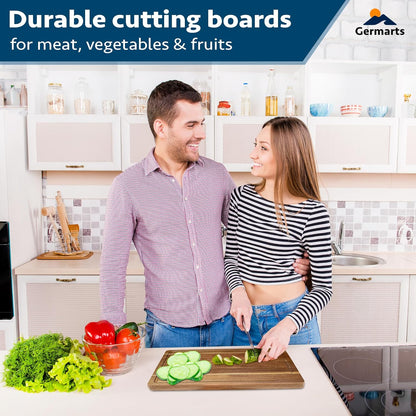 Wooden Cutting Board Set of 3 Acacia Wooden Cutting Boards for Kitchen Design with Holder to Home Decor, Kitchen Gadgets for Cooking, Serving, Camping and Charcuterie Boards, Includes Grinder