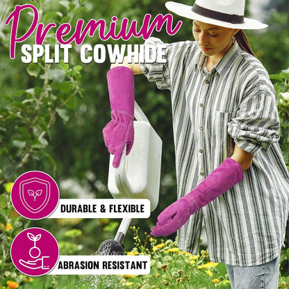 HANDLANDY Rose Pruning Gloves for Men & Women, Long Thorn Proof Gardening Gloves, Breathable Pigskin Leather Gauntlet, Best Garden Gifts & Tools for Gardener