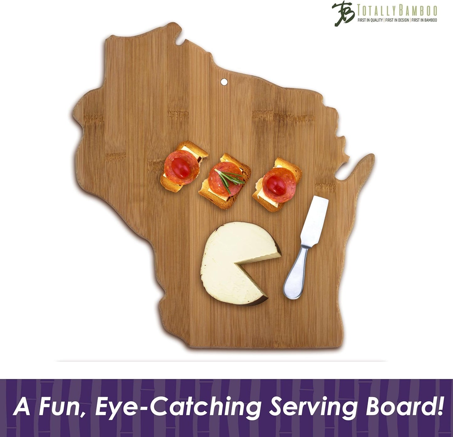 Totally Bamboo Oklahoma State Shaped Bamboo Serving and Cutting Board