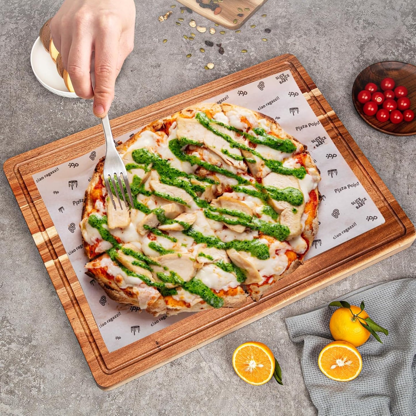 Large Wooden Cutting Board for Kitchen, 20" x 15" Acacia Wood Butcher Block Cutting Board with Juice Groove, Thick Chopping Board Carving Board for Meat Turkey Vegetables