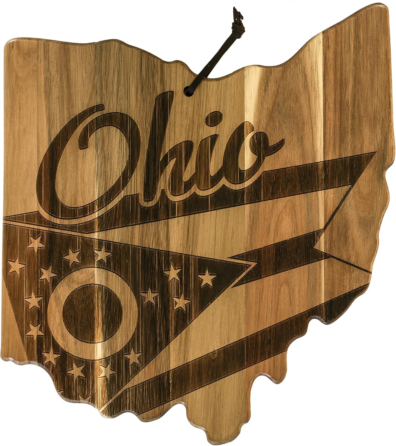 Totally Bamboo Rock & Branch Origins Series New York State Shaped Cutting Board and Charcuterie Serving Tray, Includes Hang Tie for Wall Display