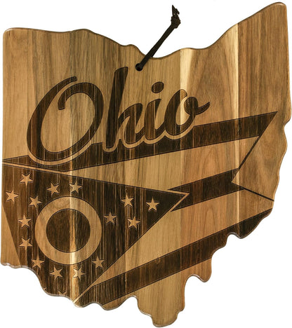 Totally Bamboo Rock & Branch Origins Series New York State Shaped Cutting Board and Charcuterie Serving Tray, Includes Hang Tie for Wall Display