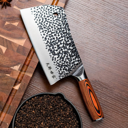 Meat Cleaver Knife 7.4 Inch, Ultra Sharp Chinese Chef's Knives, Full-tang Chopping Knife, 30Cr13 Steel Blade Thickness 2.5 mm, TJ SEGA Series TC1707