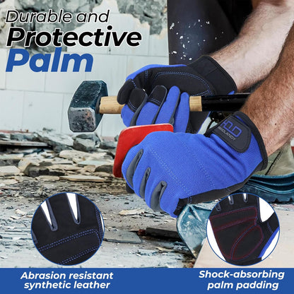 HANDLANDY Work Gloves for Men & Women, Utility Mechanic Working Gloves Touch Screen, Flexible Gardening Gloves for Yard