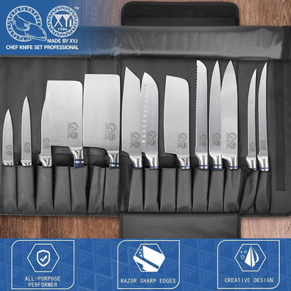 XYJ Professional Knife Sets for Master Chefs,Meat Cleaver Butcher for Camping,Chef Knife Set with Magnetic Knife Block,Stainless Steel Kitchen Knives Tools Kit