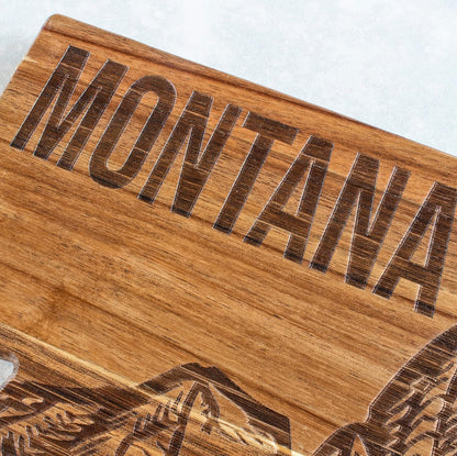 Totally Bamboo Rock & Branch Origins Series New York State Shaped Cutting Board and Charcuterie Serving Tray, Includes Hang Tie for Wall Display