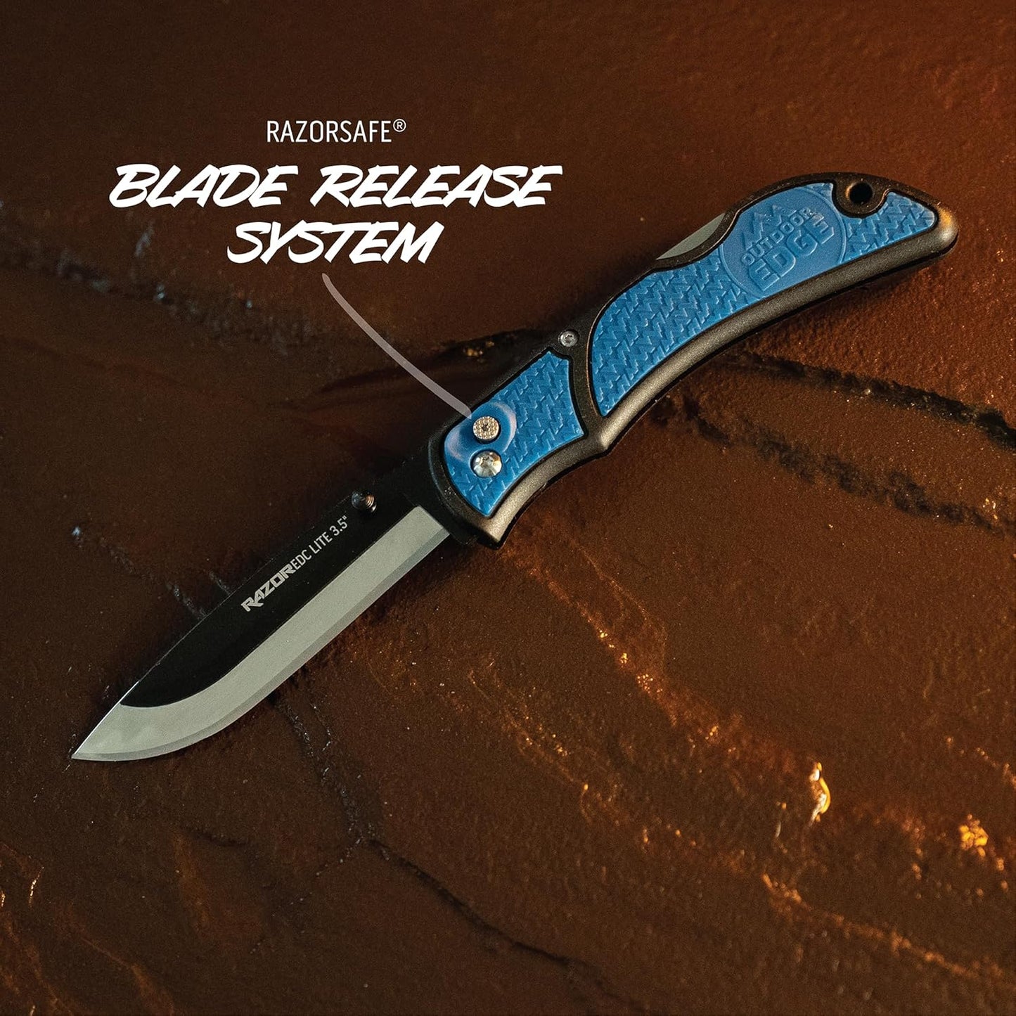 OUTDOOR EDGE 3.5" RazorLite EDC Knife. Pocket Knife with Replaceable Blades and Clip. The Perfect Hunting Blade for Skinning Deer. Blaze Orange with 6 Blades