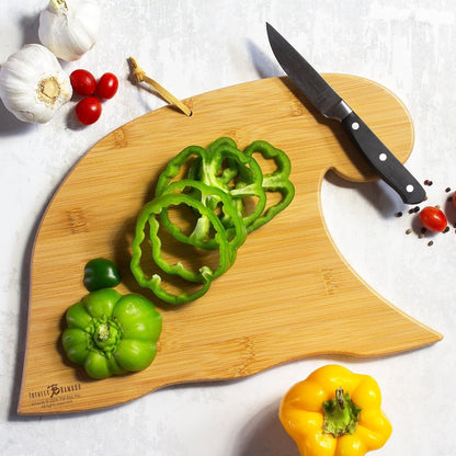 Totally Bamboo Tennessee State Shaped Cutting Board and Charcuterie Serving Platter with Artwork by Fish Kiss, Includes Hang Tie for Wall Display - Colors A