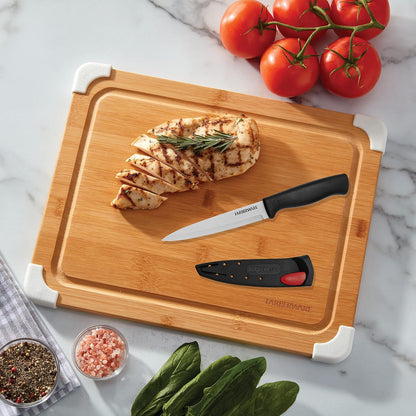 Farberware EdgeKeeper 6 Inch Chef Knife with Self-Sharpening Blade Cover, High-Carbon Stainless Steel Kitchen Knife for Slicing, Dicing, and Mincing