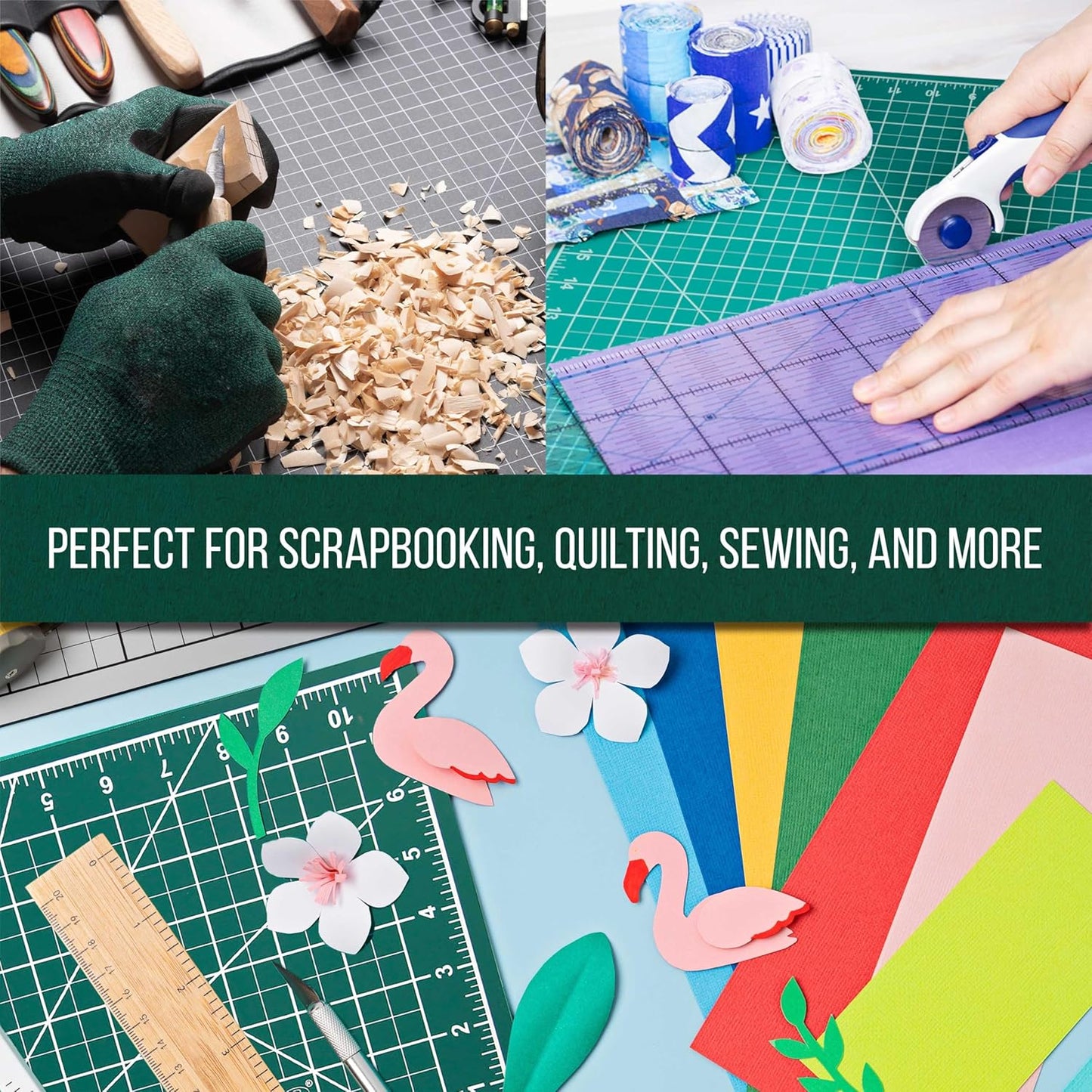 U.S. Art Supply 9" x 12" Self-Healing Cutting Mat 5-Ply - Double-Sided Green/Black Craft Mat, Non-Slip Cutting Mats for Crafts, Sewing, Quilting, Scrapbooking