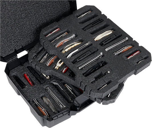 Case Club 60 Folding Knife Carrying Case - Hard Sided Travel & Storage Organizer Fits Variety of Knives in Lockable Rugged Case