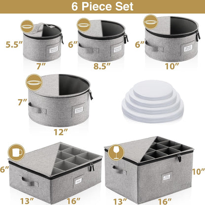 Flatware Storage Case with 5 Adjustable Compartments - Tableware Utensil Chest with Carrying Handles - Protects and Organizes Cutlery and Silverware - Hard Shell and Stackable