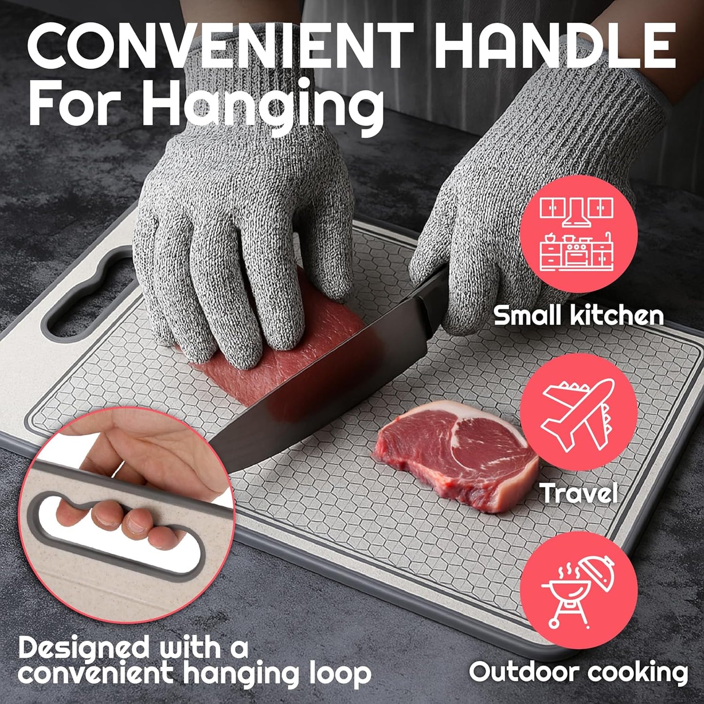 Double-Sided Stainless Steel Cutting Board for Meat & Vegetables – Non-Toxic, Easy to Clean, Includes Cut-Resistant Gloves & Sharpener