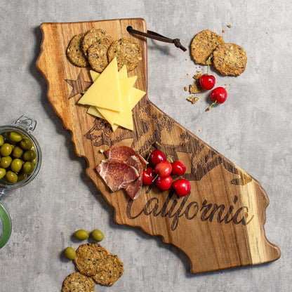 Totally Bamboo Rock & Branch Origins Series New York State Shaped Cutting Board and Charcuterie Serving Tray, Includes Hang Tie for Wall Display