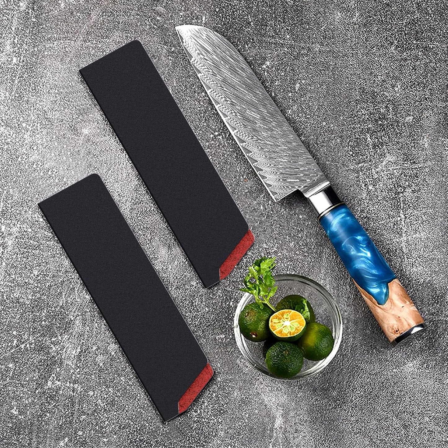 Knife Guard, RISHTEN 8 Inch x 2 Inch Knife Edge Guards 2 Pack Universal Blade Covers Non-Scratch Felt Lining Kitchen Knives Covers