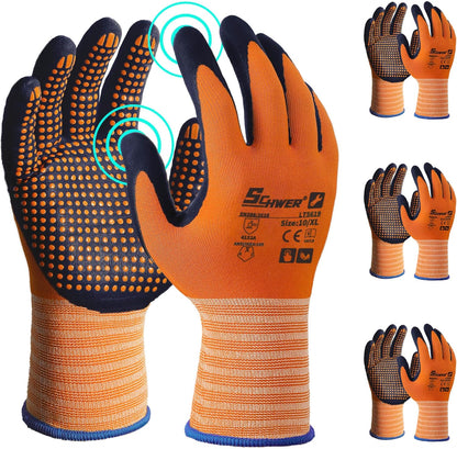 Schwer 3/6/12 Pairs Safety Work Gloves MicroFoam Nitrile Coated, Certified Level 6 Abrasion Resistant Gardening Gloves with MicroDot Grip, Touchscreen, General A1 Cut Resistant Glove, LT5619, S